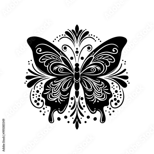 Awesome butterfly illustration with silhouette art