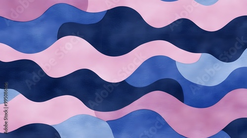 Abstract Wavy Background in Pink Blue and Navy