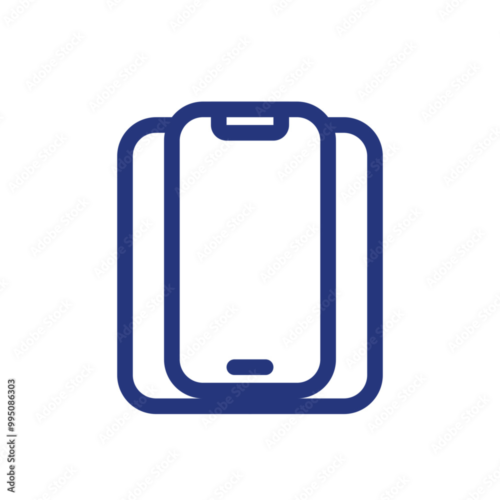 Smartphone icon in blue bold outline style Smartphone icon in blue bold outline style