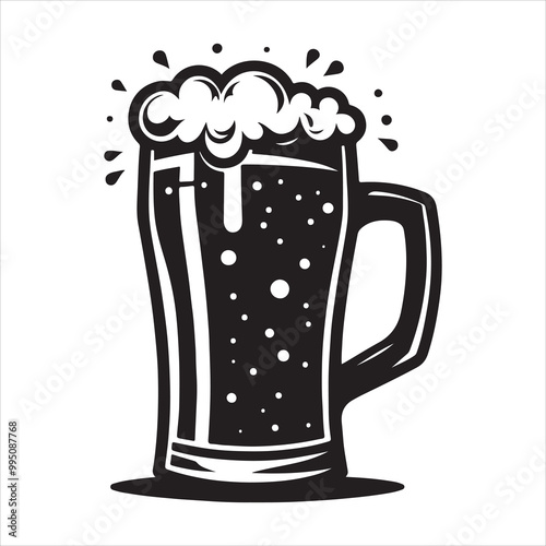 Beer glass silhouette vector icon. Beer glass symbol silhouette vector