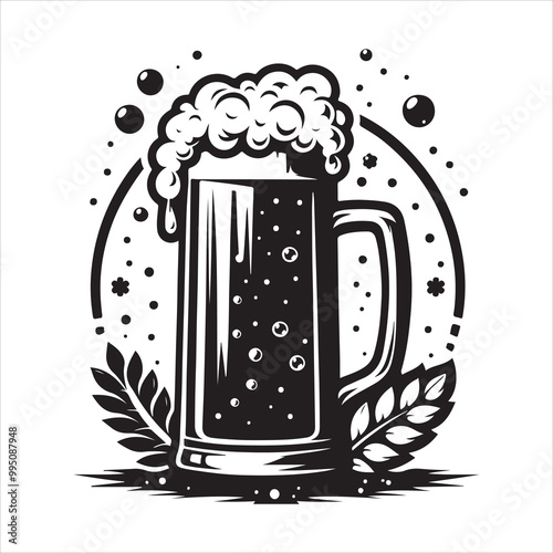 Beer glass silhouette vector icon. Beer glass symbol silhouette vector