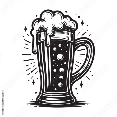 Beer glass silhouette vector icon. Beer glass symbol silhouette vector