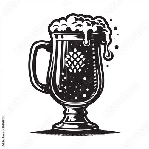 Beer glass silhouette vector icon. Beer glass symbol silhouette vector