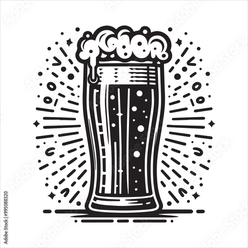 Beer glass silhouette vector icon. Beer glass symbol silhouette vector