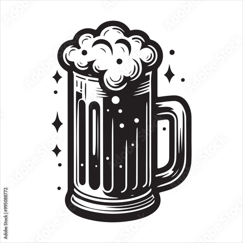 Beer glass silhouette vector icon. Beer glass symbol silhouette vector