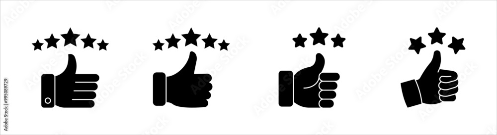 star and hand icon set, star rating feedback icon set vector design illustration template, customer review, quality rating vector stroke, on white background. star and hand icon set, star rating feedback icon set vector design illustration template, customer review, quality rating vector stroke, on white background.