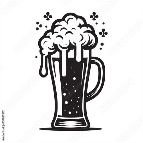 Beer glass silhouette vector icon. Beer glass symbol silhouette vector