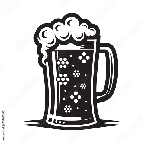 Beer glass silhouette vector icon. Beer glass symbol silhouette vector