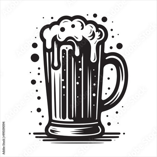 Beer glass silhouette vector icon. Beer glass symbol silhouette vector