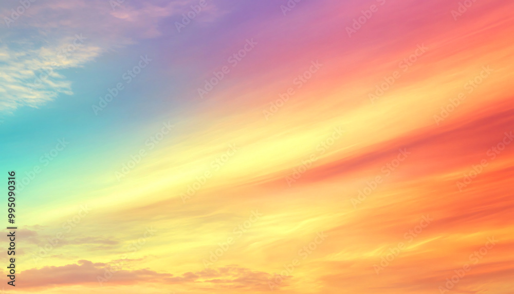 A dreamy sky transitioning from a golden sunset to a full spectrum of rainbow colors, giving off a vibrant yet calming feel A dreamy sky transitioning from a golden sunset to a full spectrum of rainbow colors, giving off a vibrant yet calming feel
