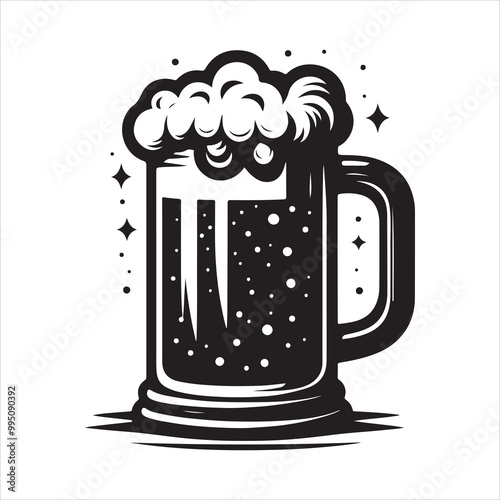 Beer glass silhouette vector icon. Beer glass symbol silhouette vector