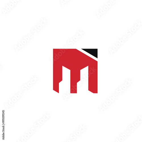 Letter M Construction Architecture Building Logo. Flat Vector Logo Design Template Element