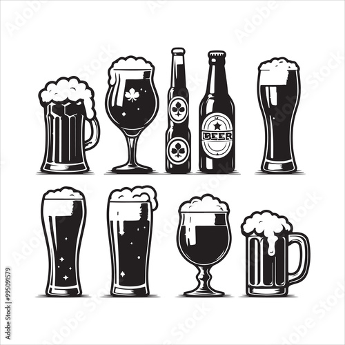 Beer glass silhouette vector icon. Beer glass symbol silhouette vector