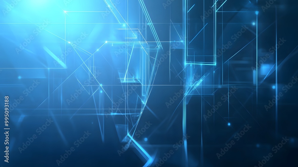 Geometric shapes and glowing lines on a muted blue background with a futuristic vibe Geometric shapes and glowing lines on a muted blue background with a futuristic vibe