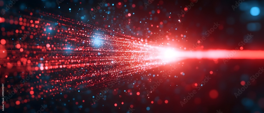 Obraz premium photography concept showcasing amplified light beam for enhanced data transmission and high speed communication capabilities Copy space for text overlay