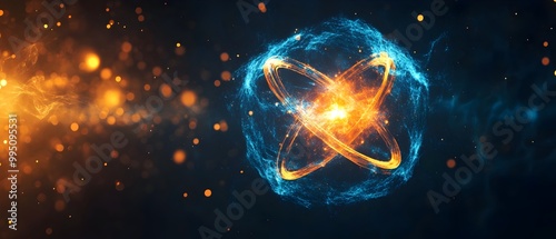 Dramatic and Vivid Depiction of the Crucial Role of Radioactive Isotopes in Sustaining the Nuclear Fission Reaction Showcasing the Intense Glow and Energy Release photo