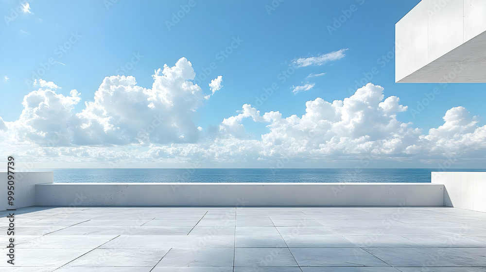 Modern Architecture with Ocean and Sky Views