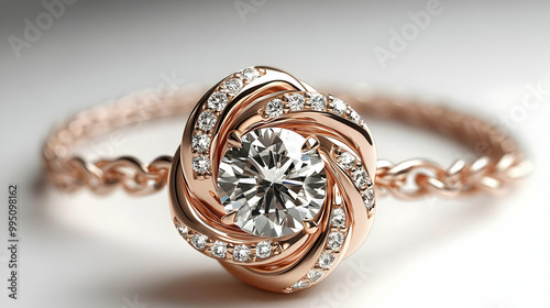 Rose Gold Ring with Sparkling Diamond, Elegant Jewelry Design, Exquisite Craftsmanship