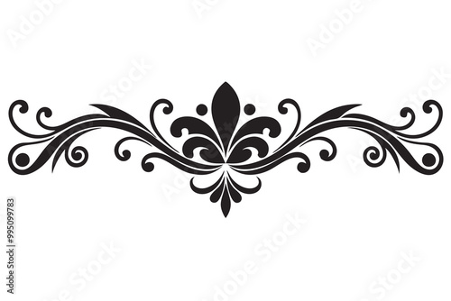 Baroque Divider silhouette vector line art