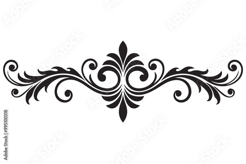 Baroque Divider silhouette vector line art