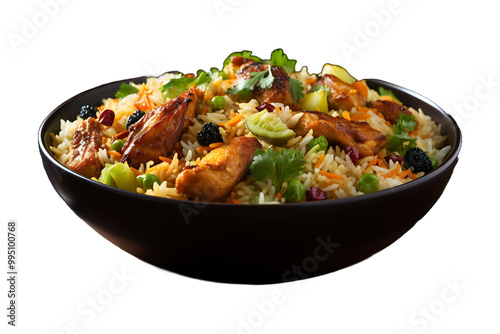 Yummy and delicious biryani keeps isolated on transparent background