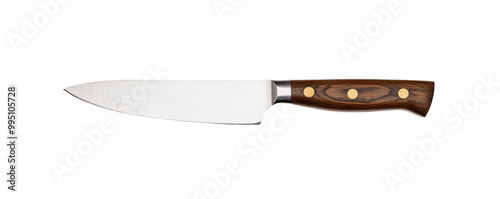 A high-quality kitchen knife with a wooden handle, perfect for chefs and cooking enthusiasts for precision slicing and dicing.
