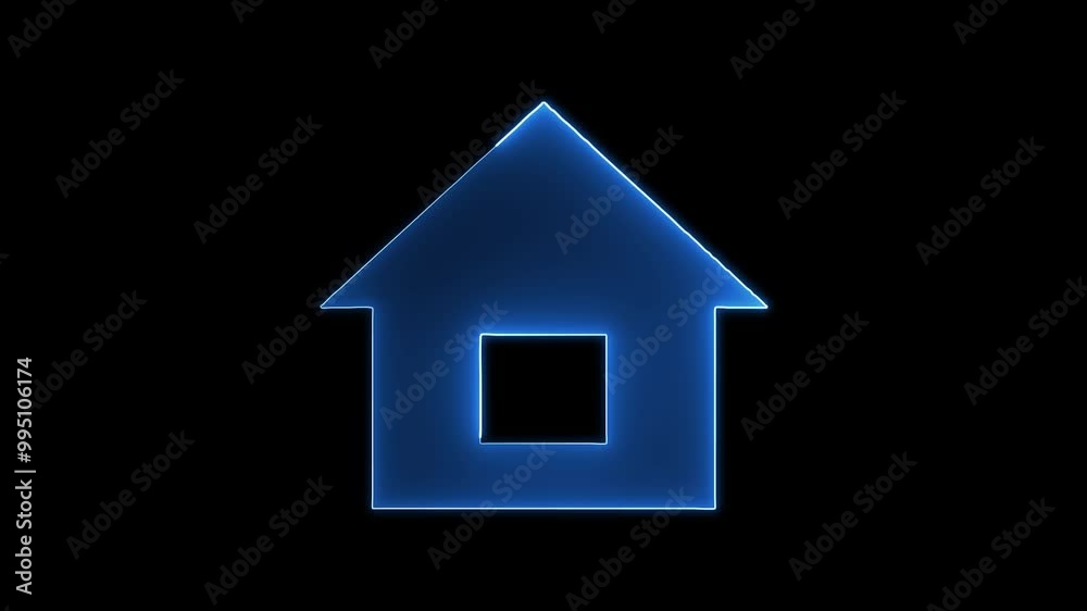 Glowing neon home icon, shiny symbol. homepage neon light icon. House, home building. Glowing House simple icon, sign. Neon home panoramic