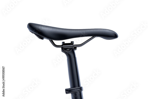 Close-up of a modern bicycle saddle on a sleek frame, showcasing its design and materials for cycling enthusiasts.