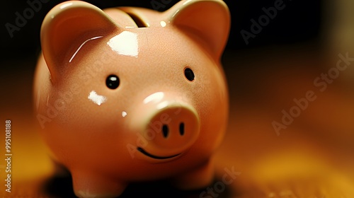 Close-up of a Pink Piggy Bank with a Smiling Face