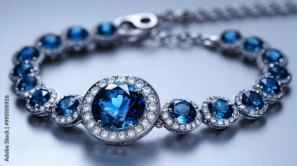 Sparkling Blue Gemstone Bracelet with Silver Chain Sparkling Blue Gemstone Bracelet with Silver Chain