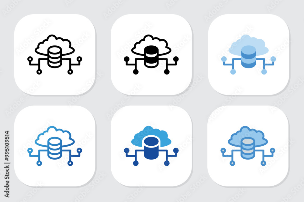 cloud icons with various design styles cloud icons with various design styles