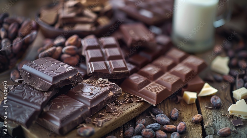 A Delicious Array of Chocolate Bars and Cocoa Beans A Delicious Array of Chocolate Bars and Cocoa Beans