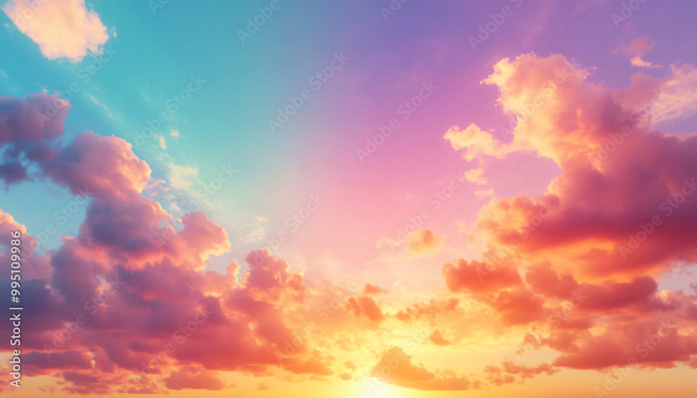 A dreamy sky transitioning from a golden sunset to a full spectrum of rainbow colors, giving off a vibrant yet calming feel A dreamy sky transitioning from a golden sunset to a full spectrum of rainbow colors, giving off a vibrant yet calming feel