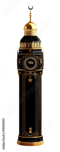 Elegant vintage clock featuring black and gold design, perfect for home decor or interior styling.