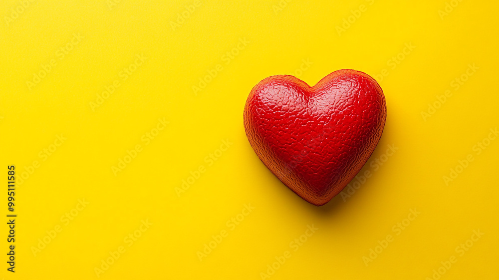 A vibrant red heart-shaped symbol on a bright yellow background representing Giving Tuesday spirit A vibrant red heart-shaped symbol on a bright yellow background representing Giving Tuesday spirit