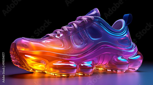 sneakers with neon-colored ...