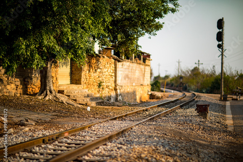 Scenery of the old railway station of Bisezhai in Honghe, Yunnan, China photo