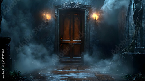 Mysterious Foggy Doorway wi...