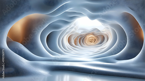 Abstract Cave Tunnel with L...