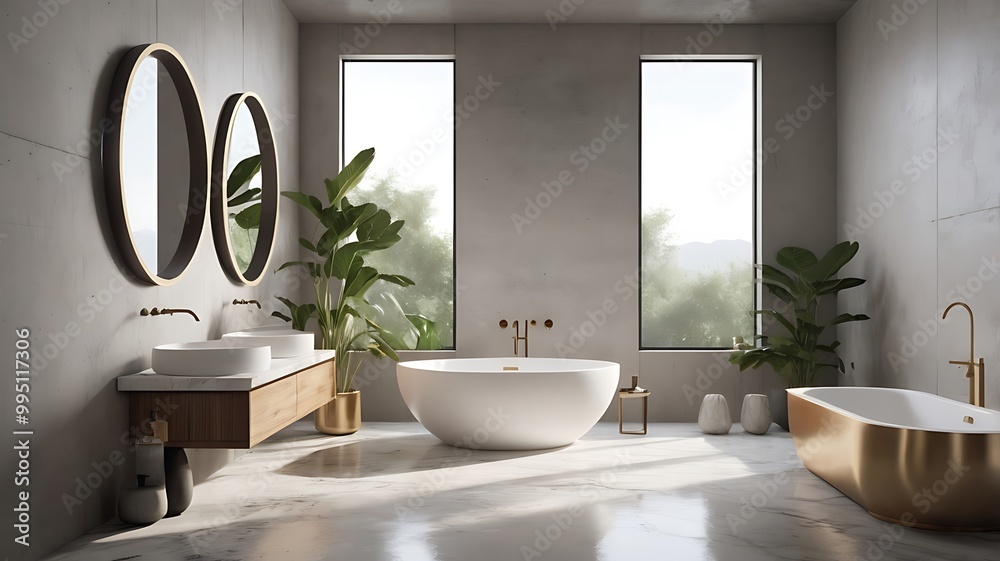 Fototapeta premium Interior of a modern bathroom made of concrete