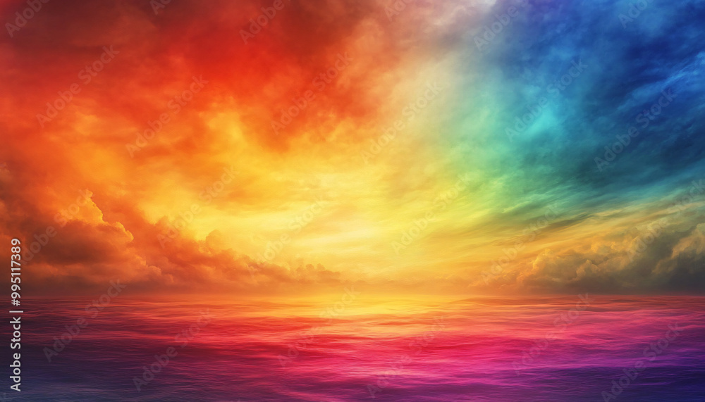 A dreamy sky transitioning from a golden sunset to a full spectrum of rainbow colors, giving off a vibrant yet calming feel A dreamy sky transitioning from a golden sunset to a full spectrum of rainbow colors, giving off a vibrant yet calming feel