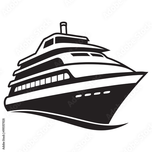 Cruise yacht silhouette vector illustration