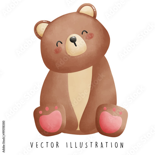 Cute Sleeping Bear in Cross-Legged Pose - Vector Illustration