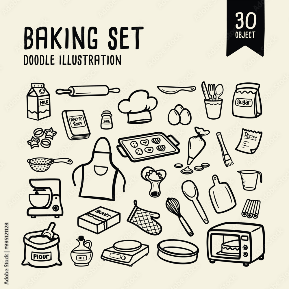 baking set vector illustration, outline illustration style, doodle illustration baking set vector illustration, outline illustration style, doodle illustration