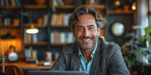 Smiling Man in a Cozy Office