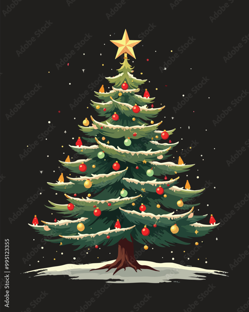 Christmas tree card \ poster \ banner. Vector illustration.
