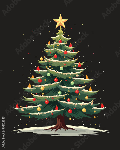 Obraz na płótnie Christmas tree card \ poster \ banner. Vector illustration. w salonie