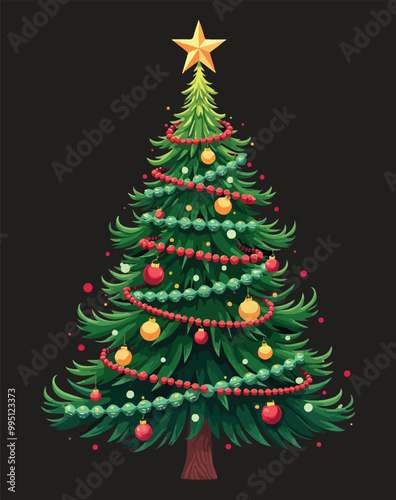 Obraz na płótnie Christmas tree card \ poster \ banner. Vector illustration. w salonie