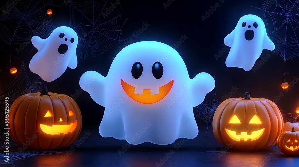 Playful Ghosts and Pumpkins for Halloween Festivities