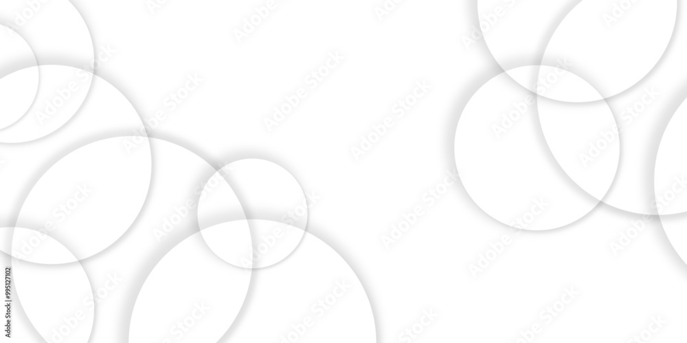 Abstract background with circle white abstract geometric background with soft light white paper circles in design .Gray abstract. Modern design background for report and project presentation template.